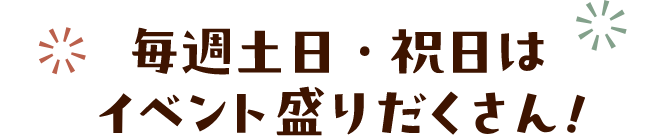 毎週土日・祝日はイベント盛りだくさん！